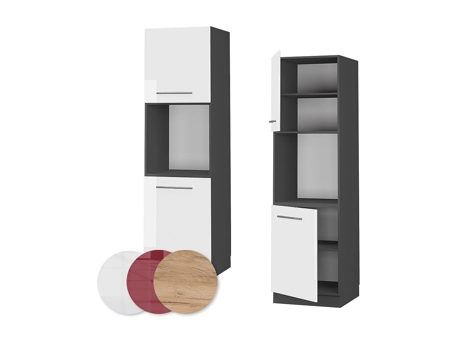 Armario para horno empotrado blanco alto brillo 60x58x206.8 fame-line