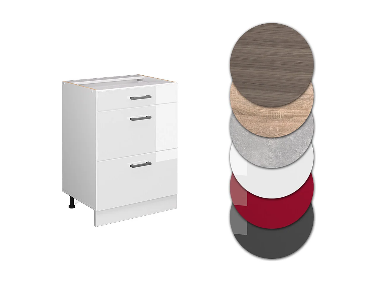 Meuble cuisine blanc haute brillance 60x46x81.6 r-line