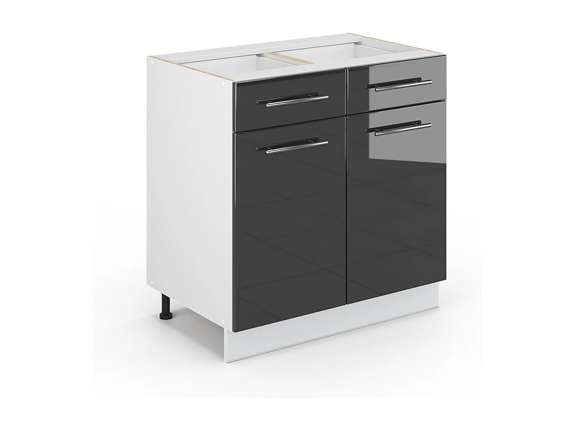 Meuble cuisine anthracite haute brillance 80x51.6x82 fame-line
