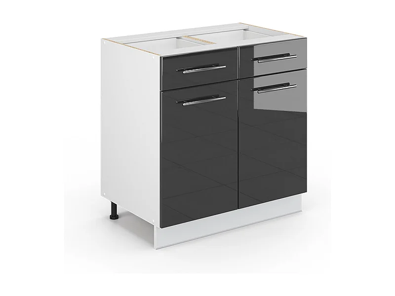 Meuble cuisine anthracite haute brillance 80x51.6x82 fame-line