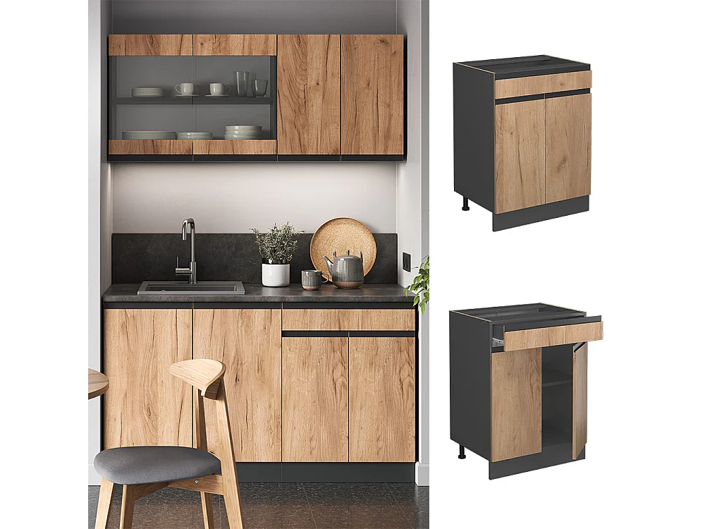 Meuble cuisine chêne de force doré 60x46x81.6 r-line