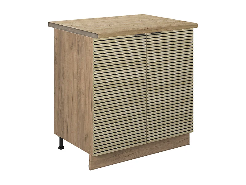 Meuble bas sous-évier panneau en chêne 80x60x82 fame-line