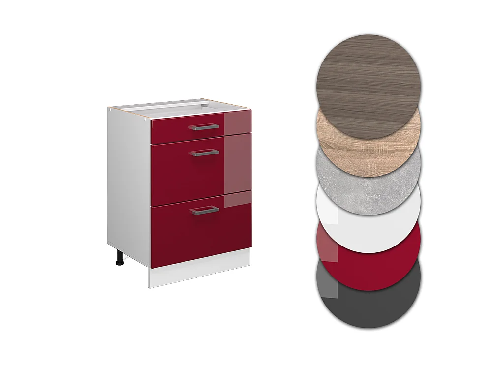 Meuble cuisine rouge brillant 60x46x81.6 r-line