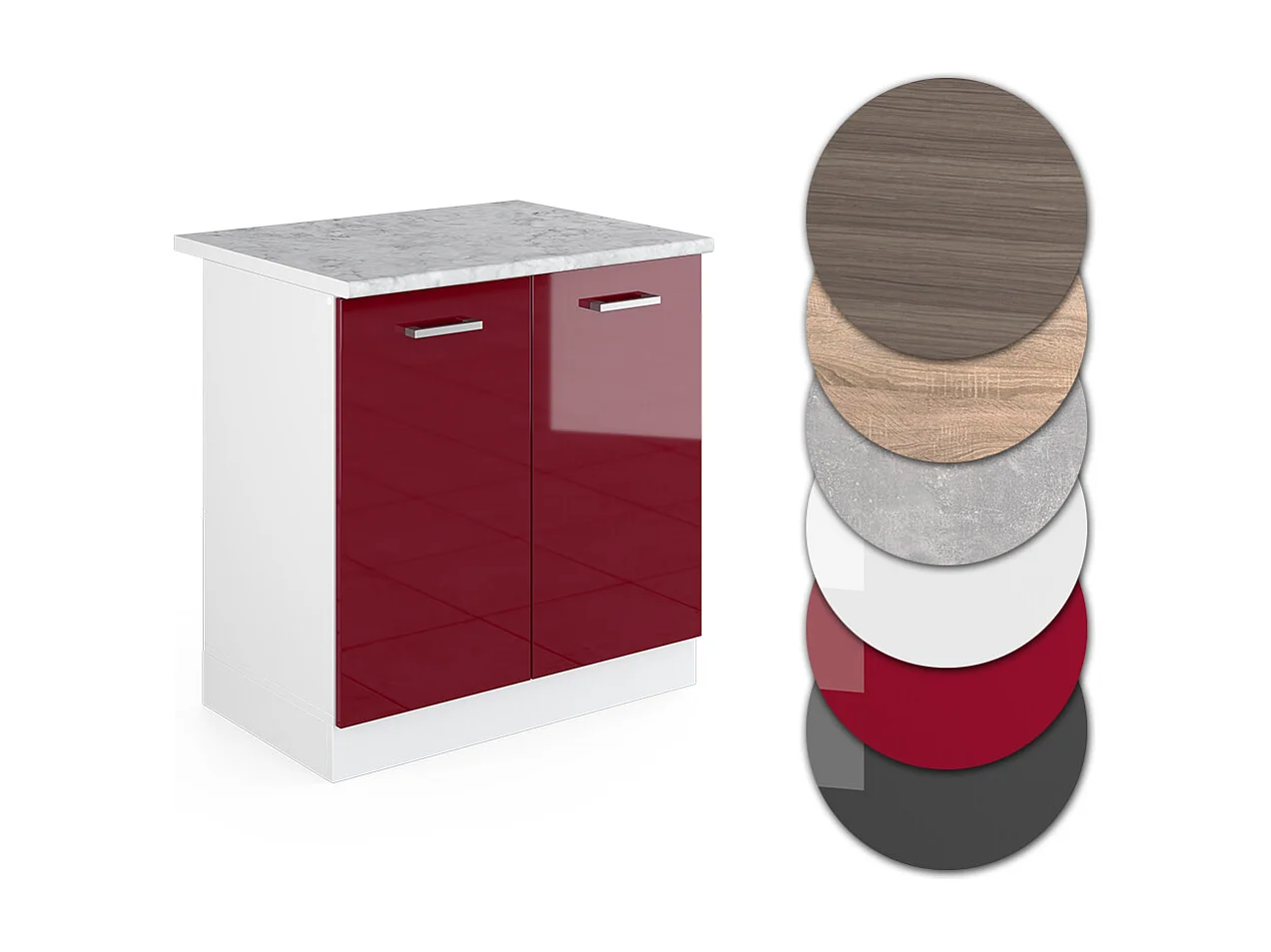 Meuble bas sous-évier rouge brillant 80x60x81.6 r-line