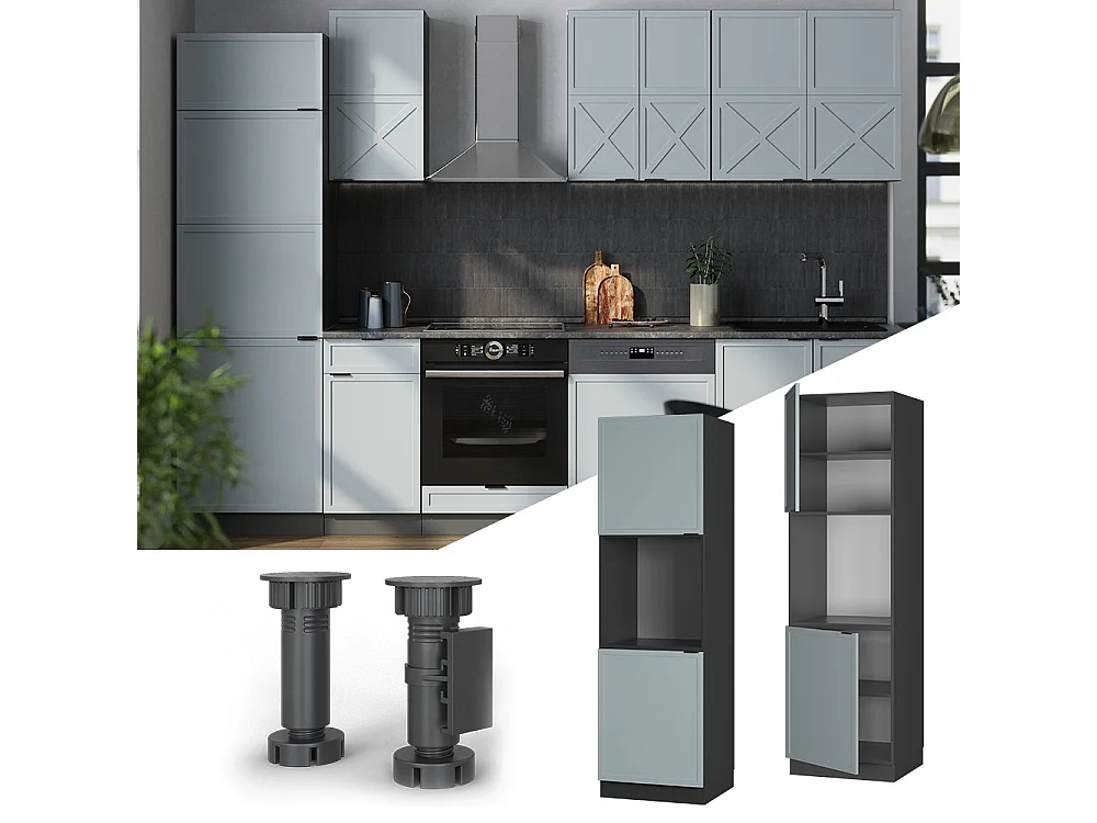 Meuble pour four bleu clair-gris 60x58x206.8 fame-line