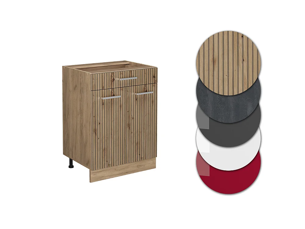 Mueble bajo de cocina roble artesanal 60x60x81.6 r-line