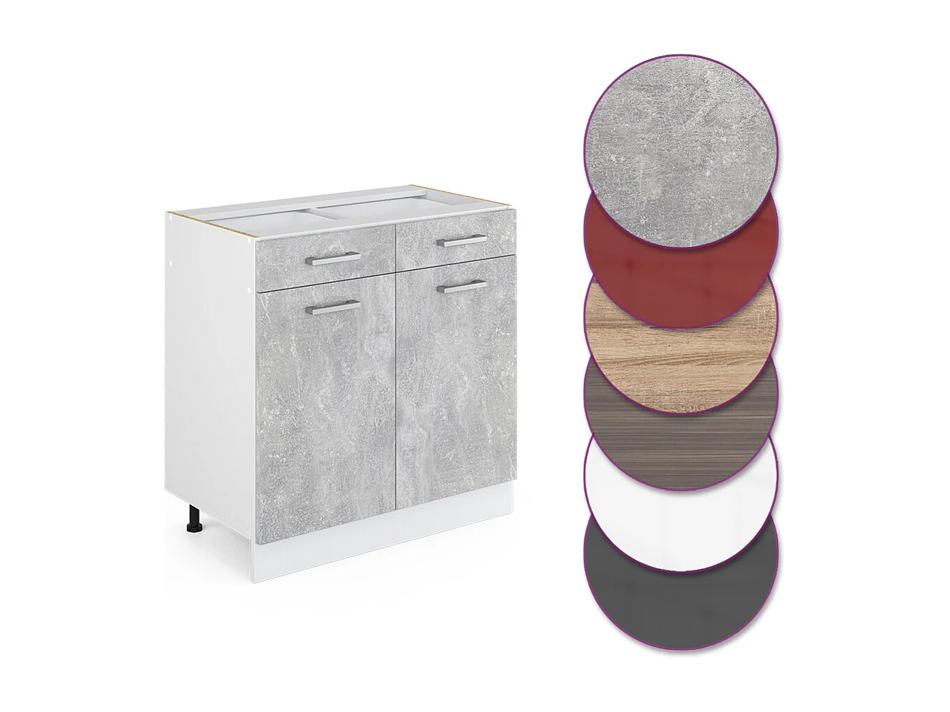 Mueble bajo de cocina hormigón 80x60x81.6 r-line