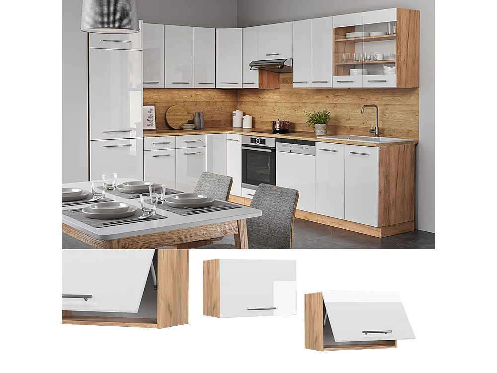 Elément haut de cuisine blanc haute brillance 60x34.1x40 fame-line