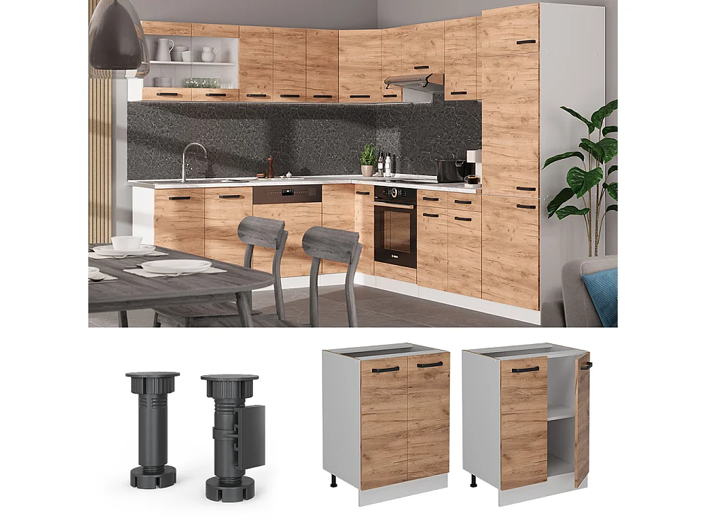 Meuble bas de cuisine chêne de force doré 60x46x81.6 r-line