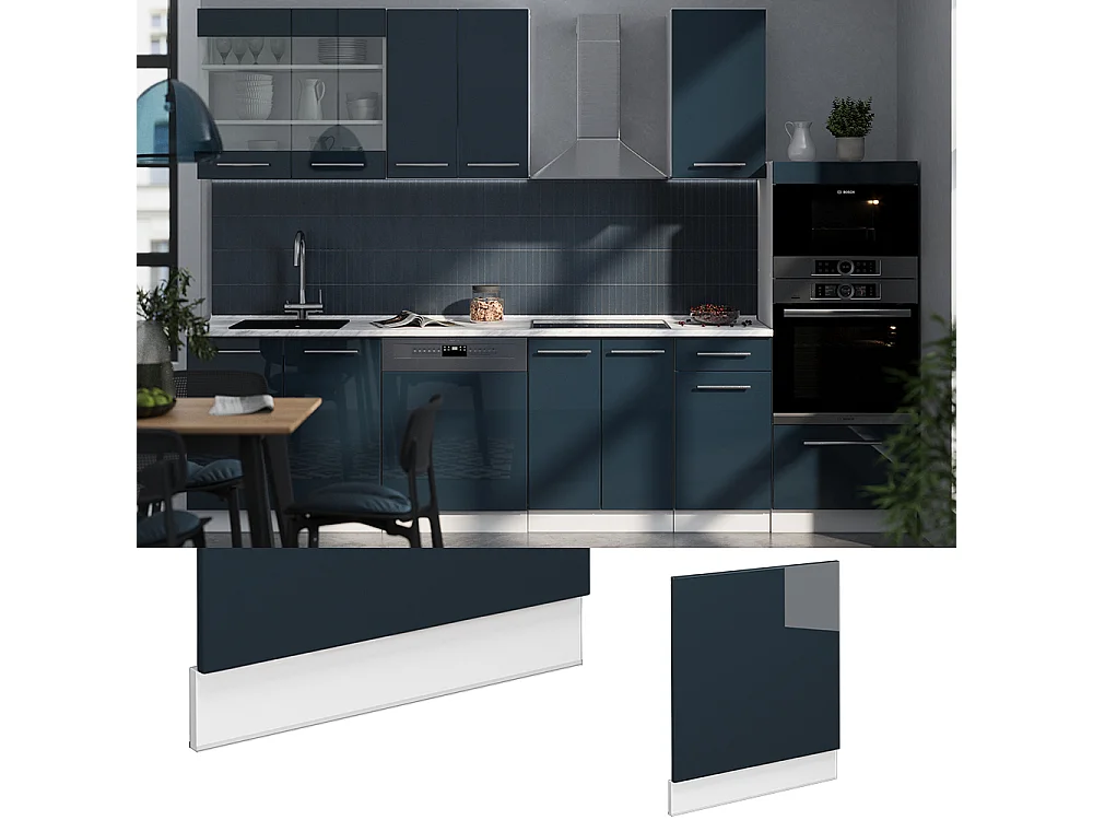 Façade bleu foncé brillant 60x1.6x67.4 fame-line