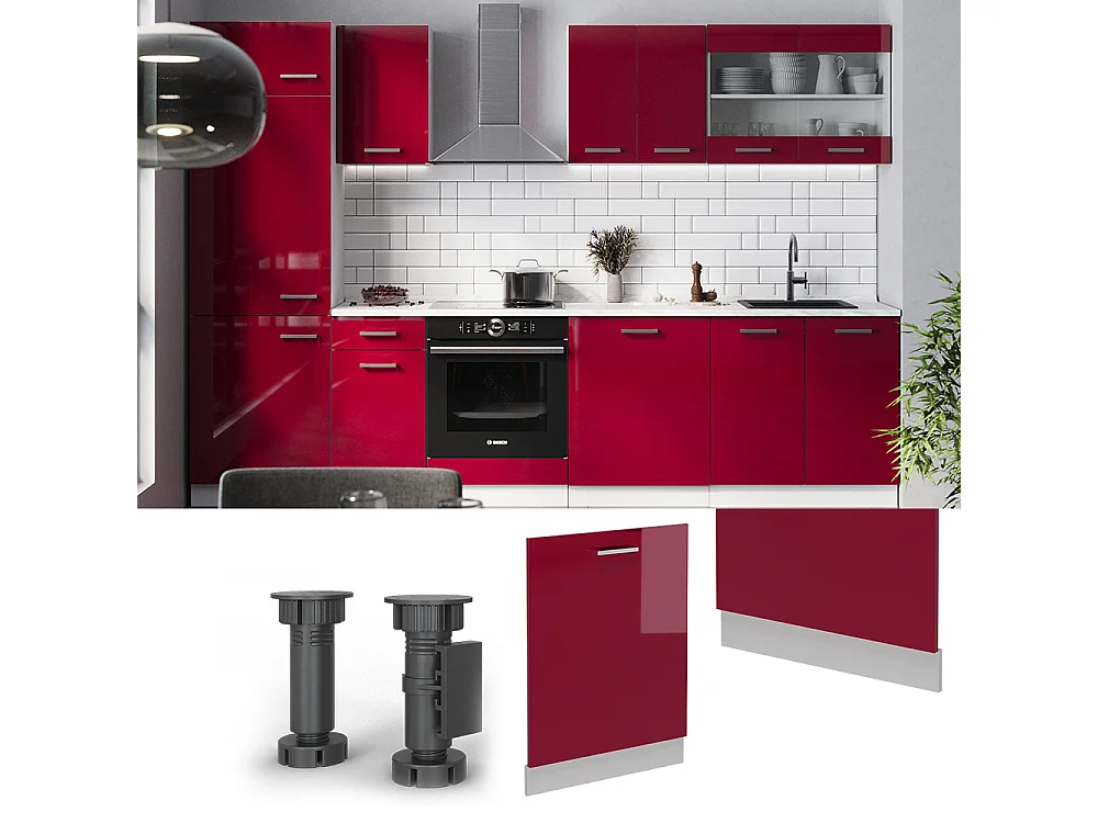 Façade de lave-vaisselle rouge brillant 60x1.6x81.8 r-line