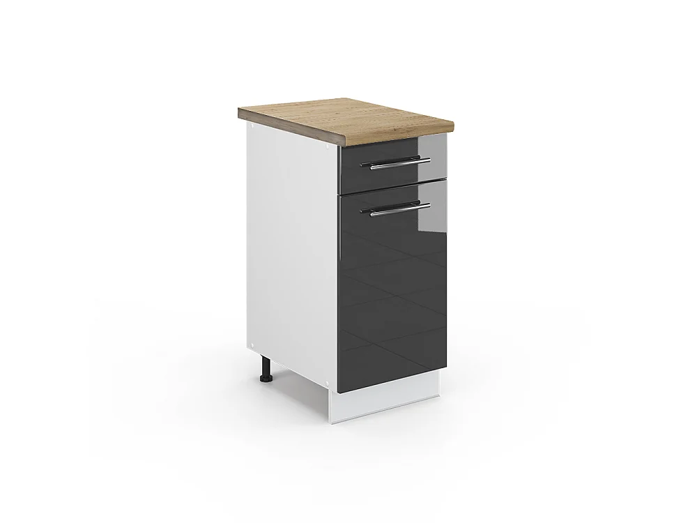 Meuble cuisine anthracite haute brillance 40x60x82 fame-line