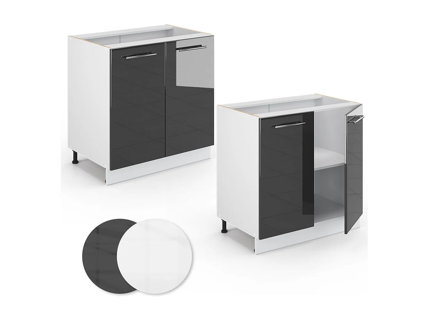 Armario bajo para fregadero antracita alto brillo 80x60x82 fame-line