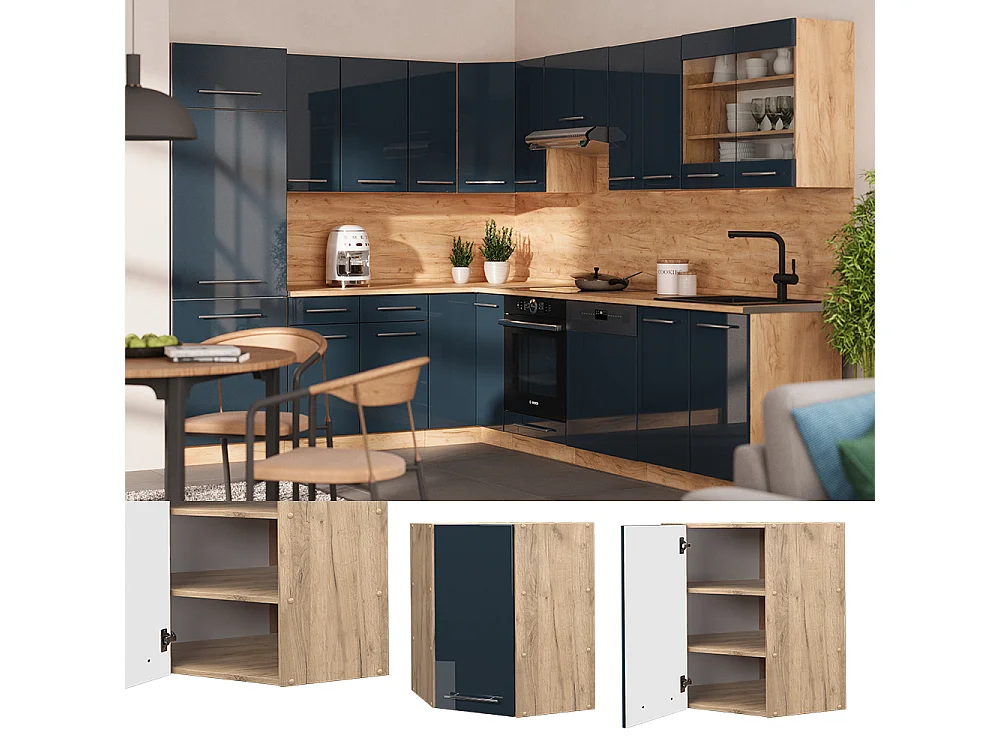 Mobile angolare da cucina blu scuro lucido 57x34.1x72 fame-line