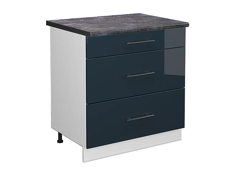 Mueble bajo de cocina azul oscuro alto brillo 80x60x82 fame-line