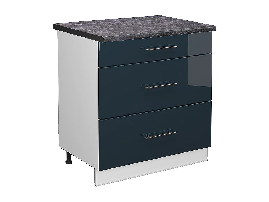 Meuble cuisine bleu foncé brillant 80x60x82 fame-line