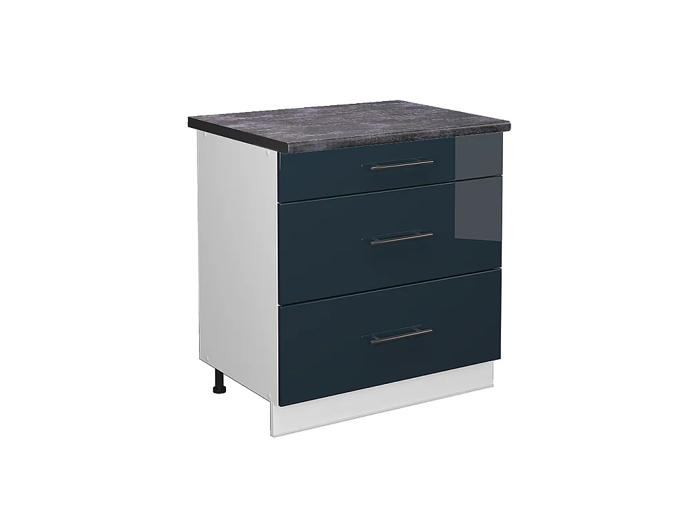Meuble cuisine bleu foncé brillant 80x60x82 fame-line
