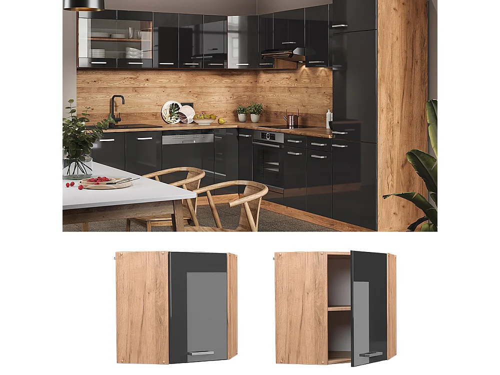 Elément haut de cuisine anthracite haute brillance 57x34.1x60 r-line