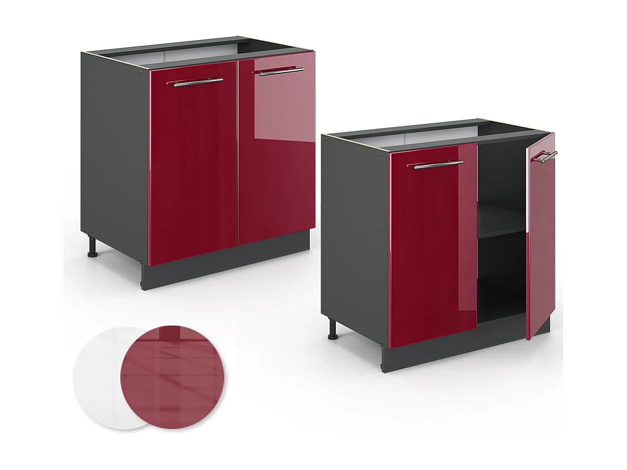 Spülenunterschrank bordeaux hochglanz 80x60x82 fame-line