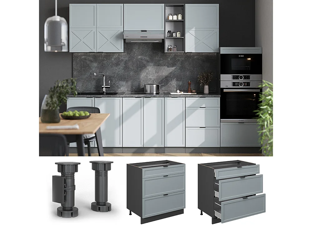 Küchenunterschrank hellblau-grau 80x60x82 fame-line