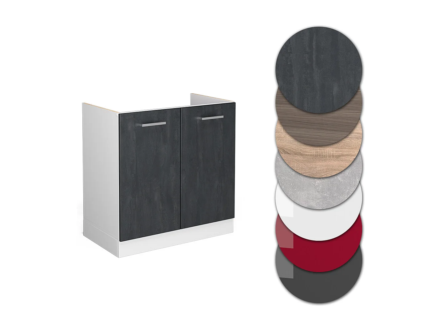 Mobile lavello cucina calcestruzzo nero 80x60x81.6 r-line