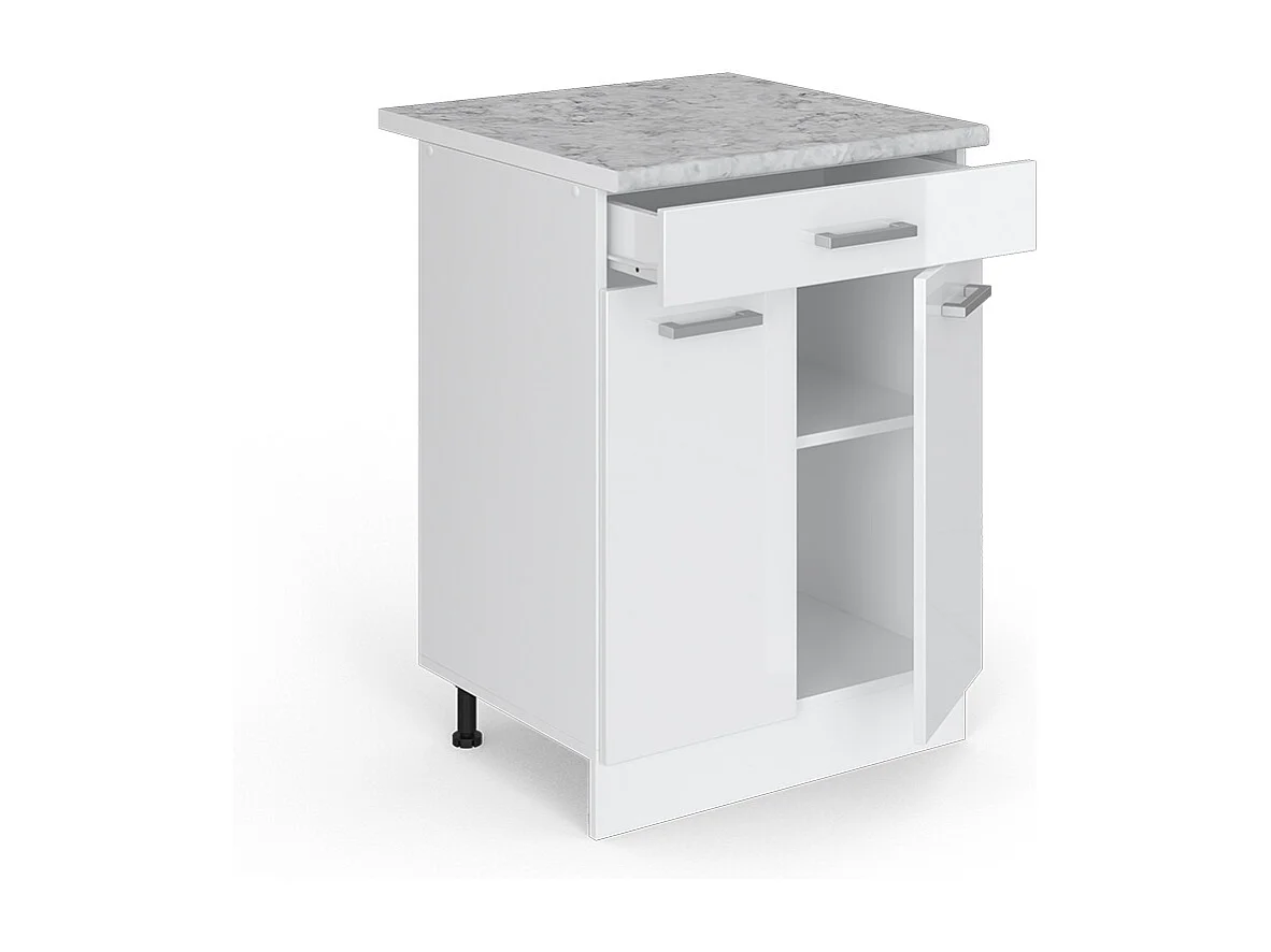 Meuble cuisine blanc haute brillance 60x60x81.6 r-line