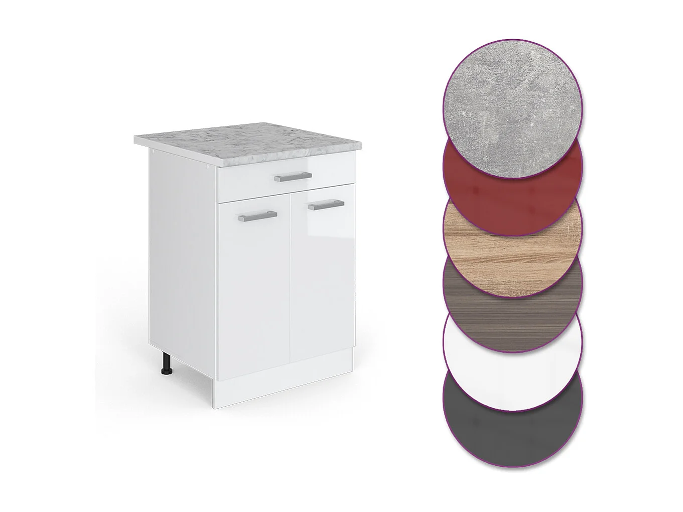 Meuble cuisine blanc haute brillance 60x60x81.6 r-line