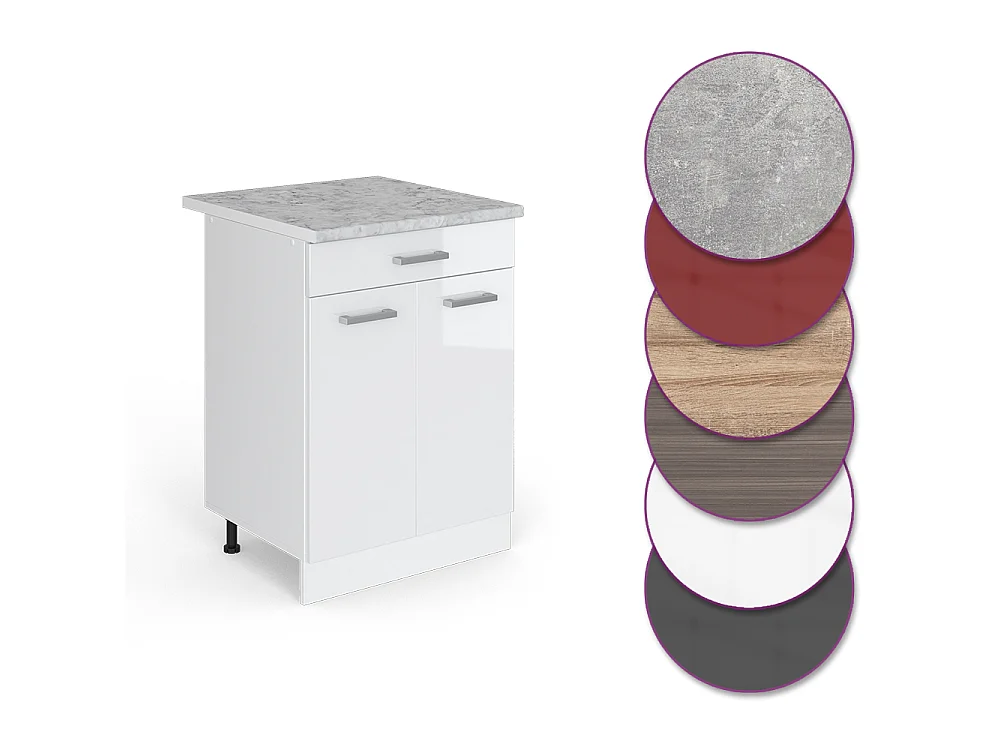Mobiletto base per cucina bianco lucido 60x60x81.6 r-line