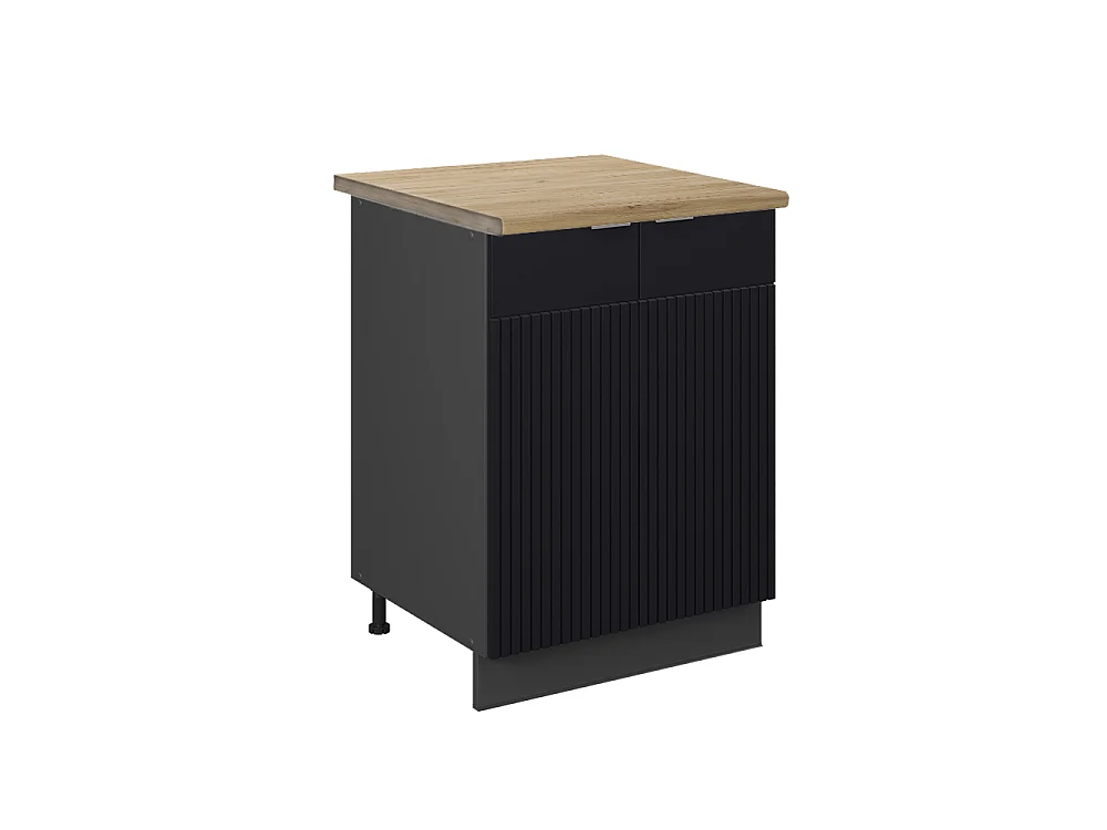Meuble bas de cuisine noir rayé 60x60x82 fame-line