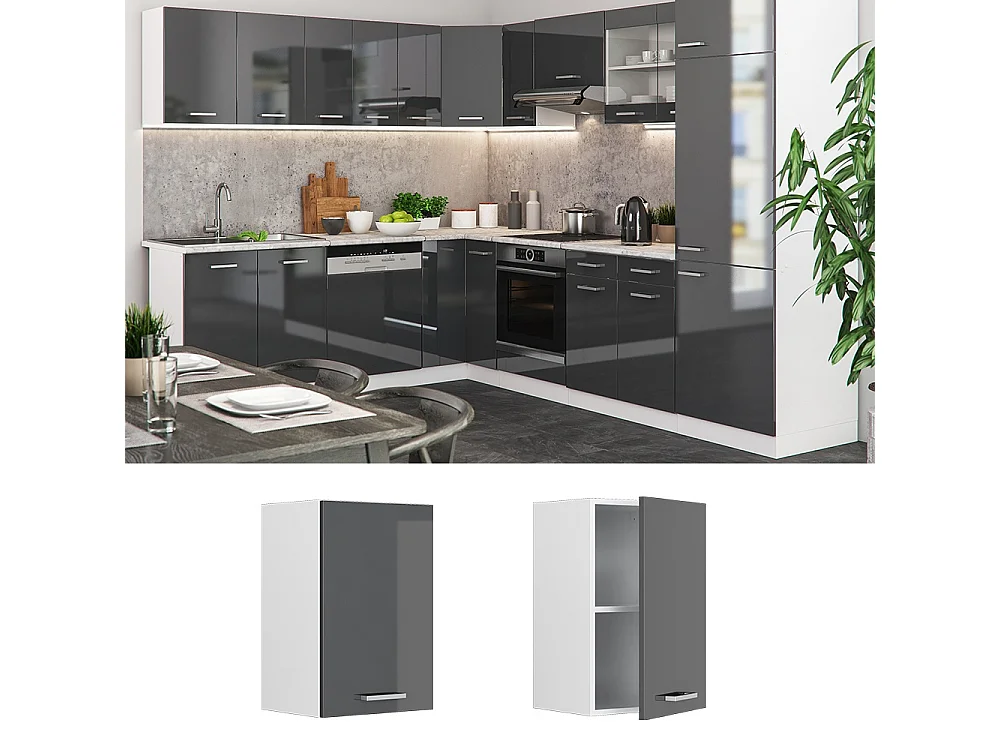 Wall cabinet anthracite high gloss 40x31x60 r-line