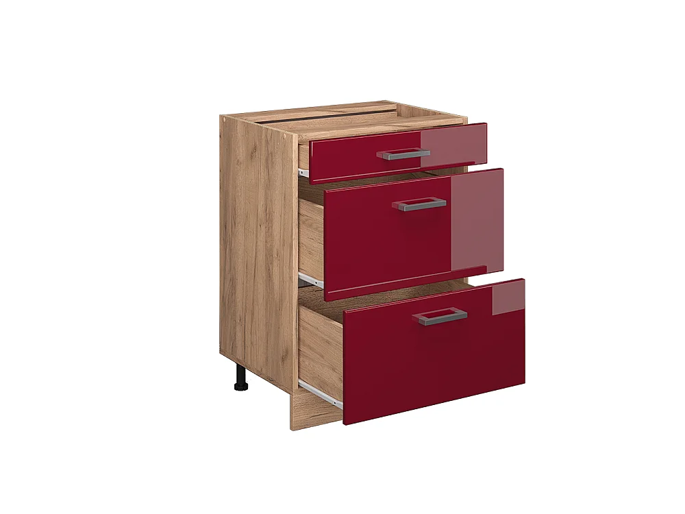 Mueble bajo de cocina rojo de alto brillo 60x60x81.6 r-line