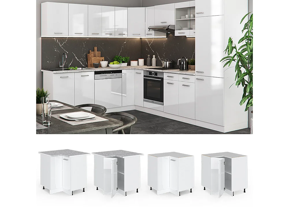 Armario de esquina blanco alto brillo 75.6x60x81.6 r-line