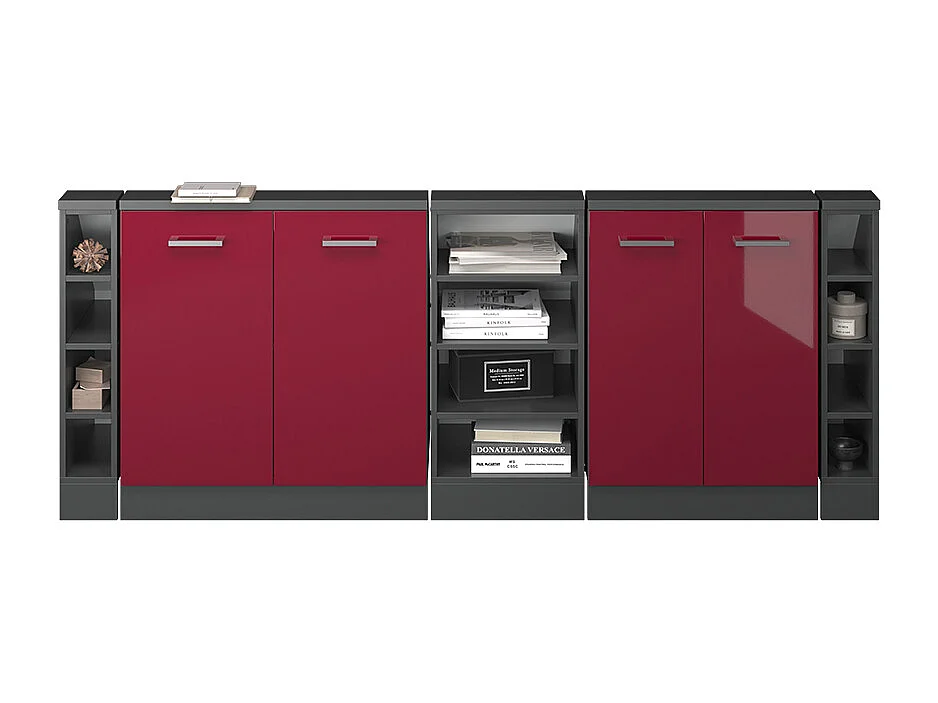 Küchenschrank für Dachschrägen rot hochglanz 215x46x81.6 r-line