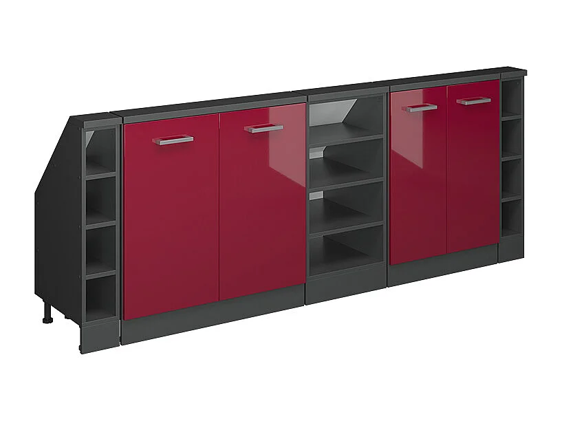 Meuble sous pente rouge brillant 215x46x81.6 r-line