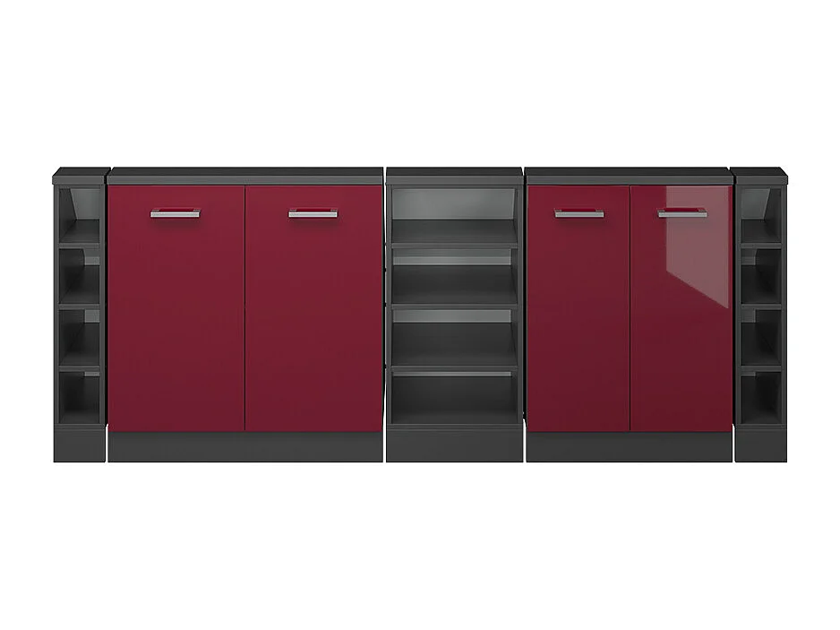 Meuble sous pente rouge brillant 210x46x81.6 r-line