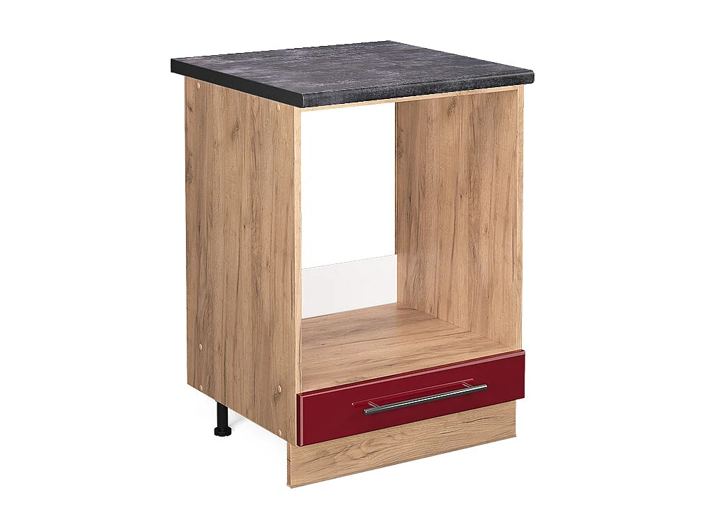 Meuble pour four rouge bordeaux haute brillance 60x60x82 fame-line