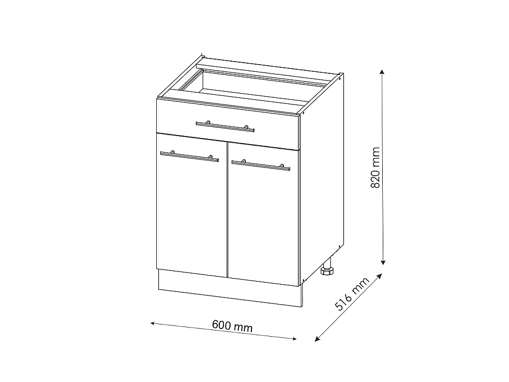 Meuble cuisine chêne de force doré 60x60x82 fame-line