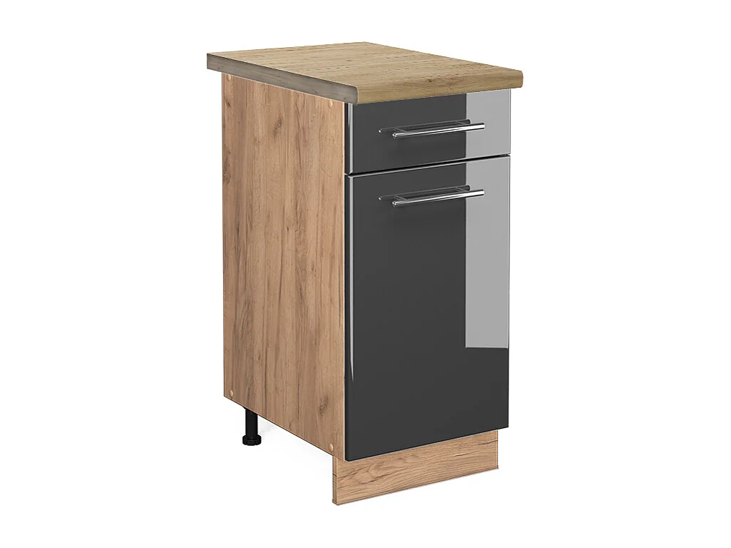 Meuble cuisine anthracite haute brillance 40x60x82 fame-line