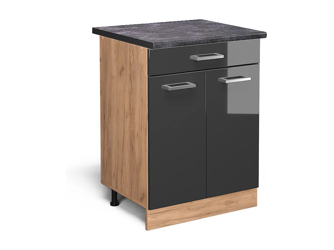 Meuble cuisine anthracite haute brillance 60x60x81.6 r-line