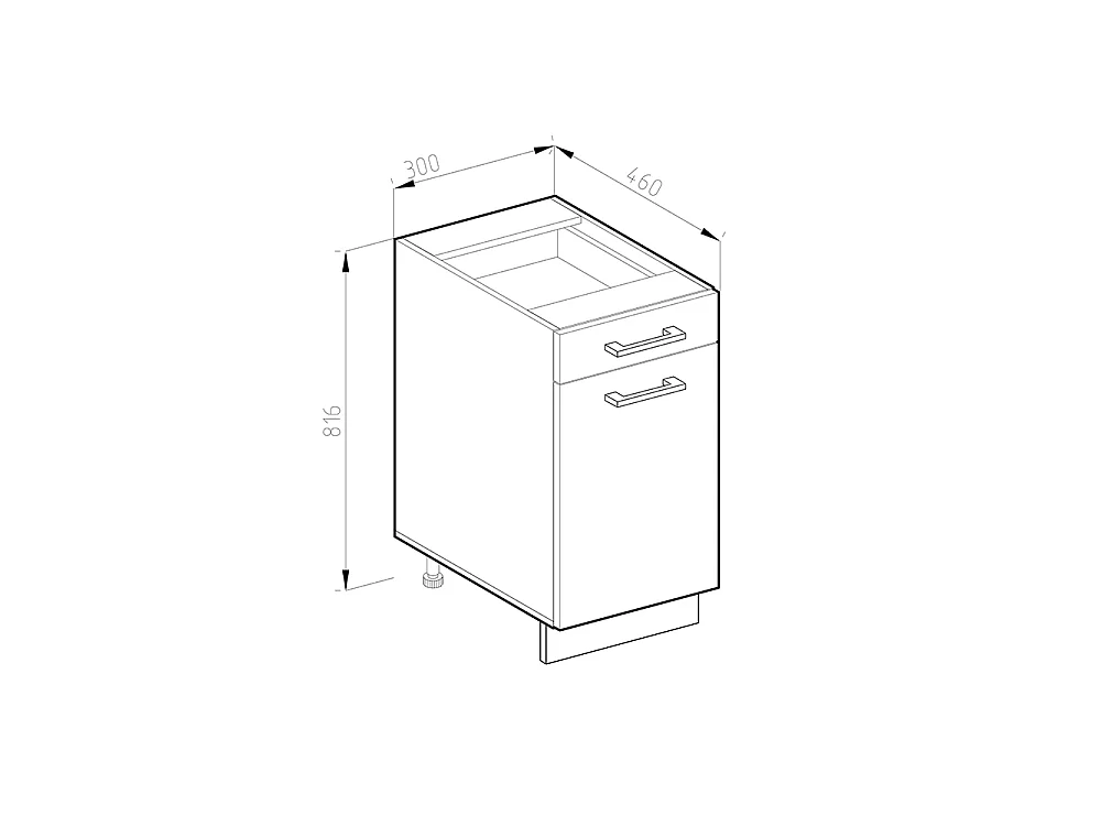 Meuble cuisine blanc haute brillance 30x60x81.6 r-line