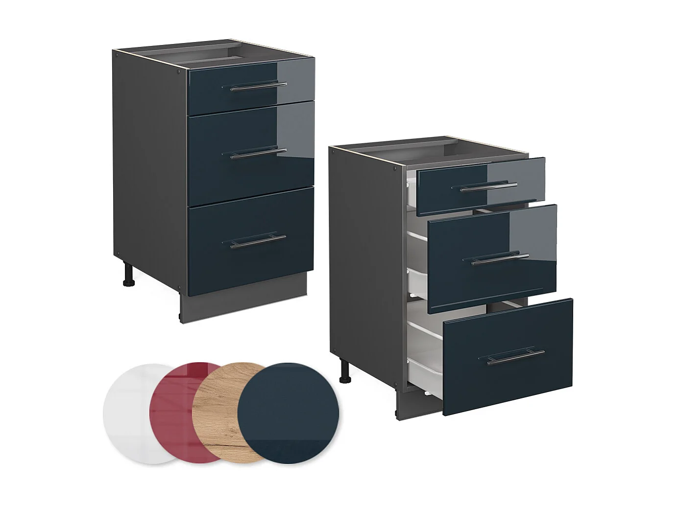 Mobiletto base per cucina blu scuro lucido 50x51.6x82 fame-line