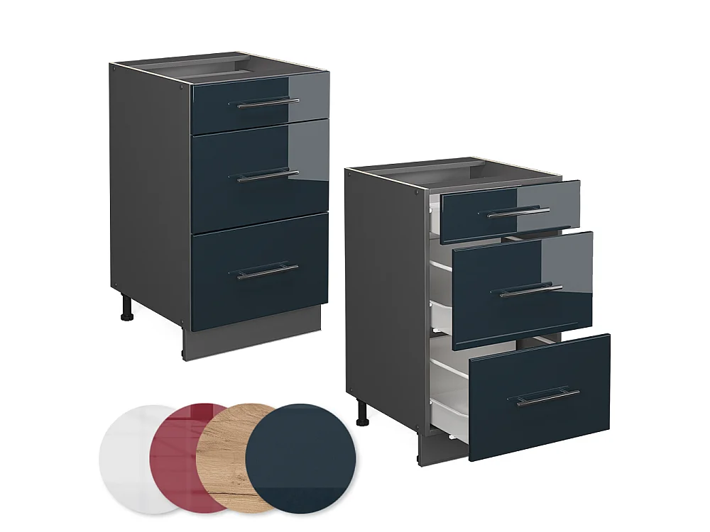 Mueble bajo de cocina azul oscuro alto brillo 50x51.6x82 fame-line