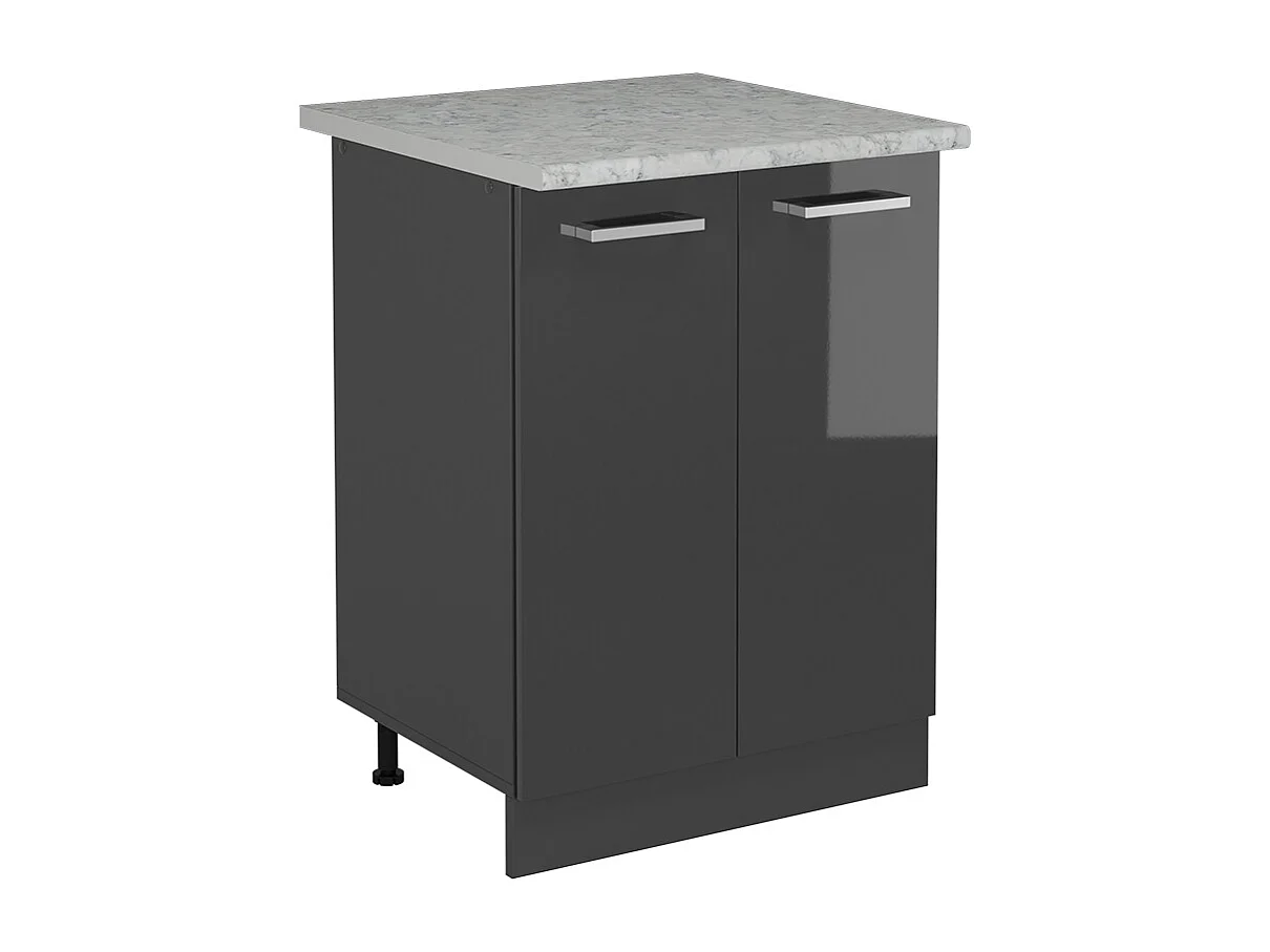 Meuble bas de cuisine anthracite haute brillance 60x46x81.6 r-line