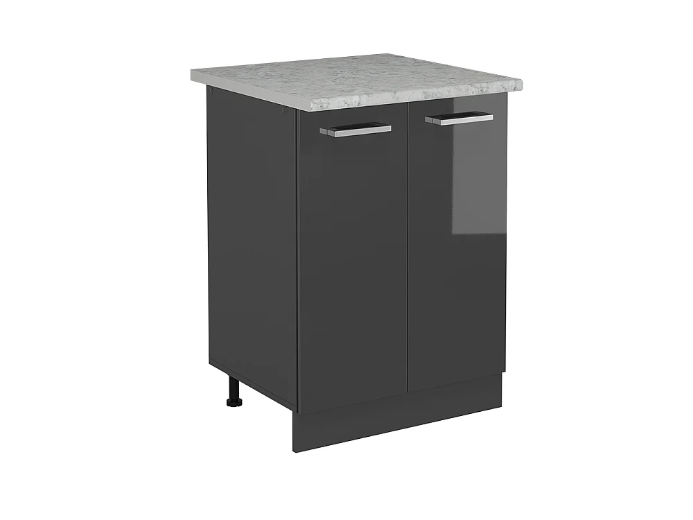 Meuble bas de cuisine anthracite haute brillance 60x46x81.6 r-line