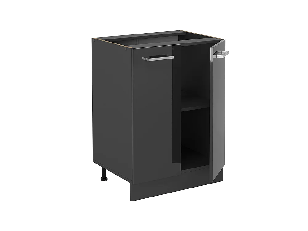 Meuble bas de cuisine anthracite haute brillance 60x46x81.6 r-line