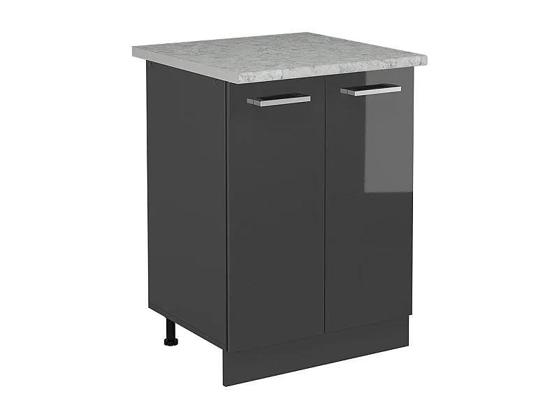 Meuble bas de cuisine anthracite haute brillance 60x46x81.6 r-line
