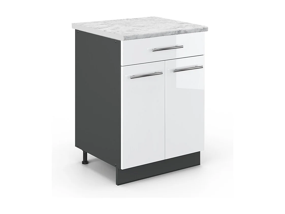 Meuble cuisine blanc haute brillance 60x60x82 fame-line