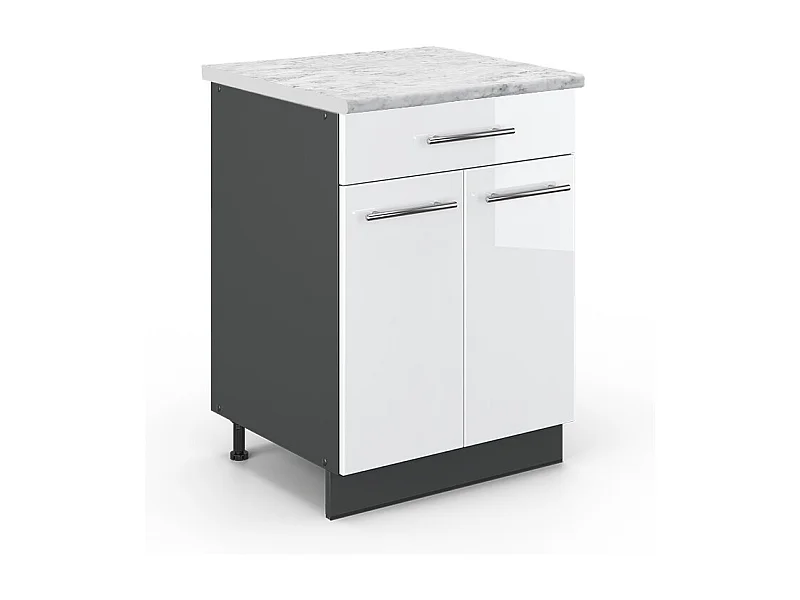 Meuble cuisine blanc haute brillance 60x60x82 fame-line