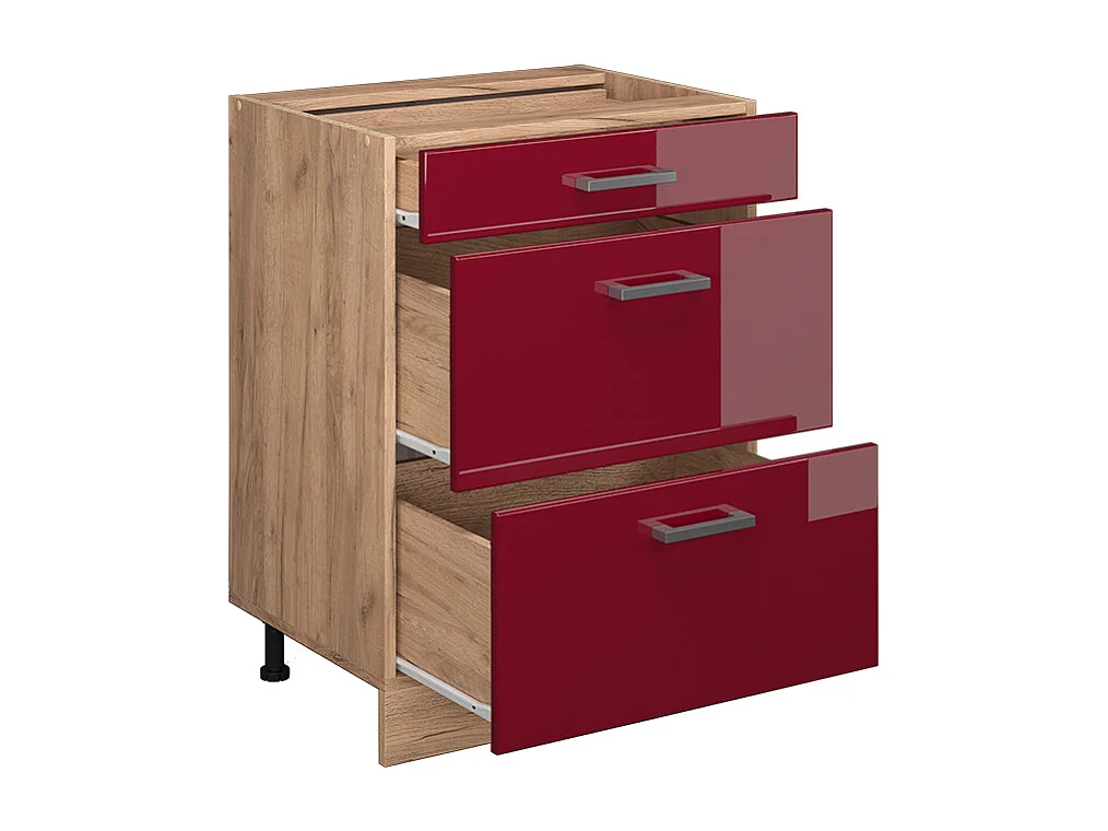 Mueble bajo de cocina rojo de alto brillo 60x46x81.6 r-line