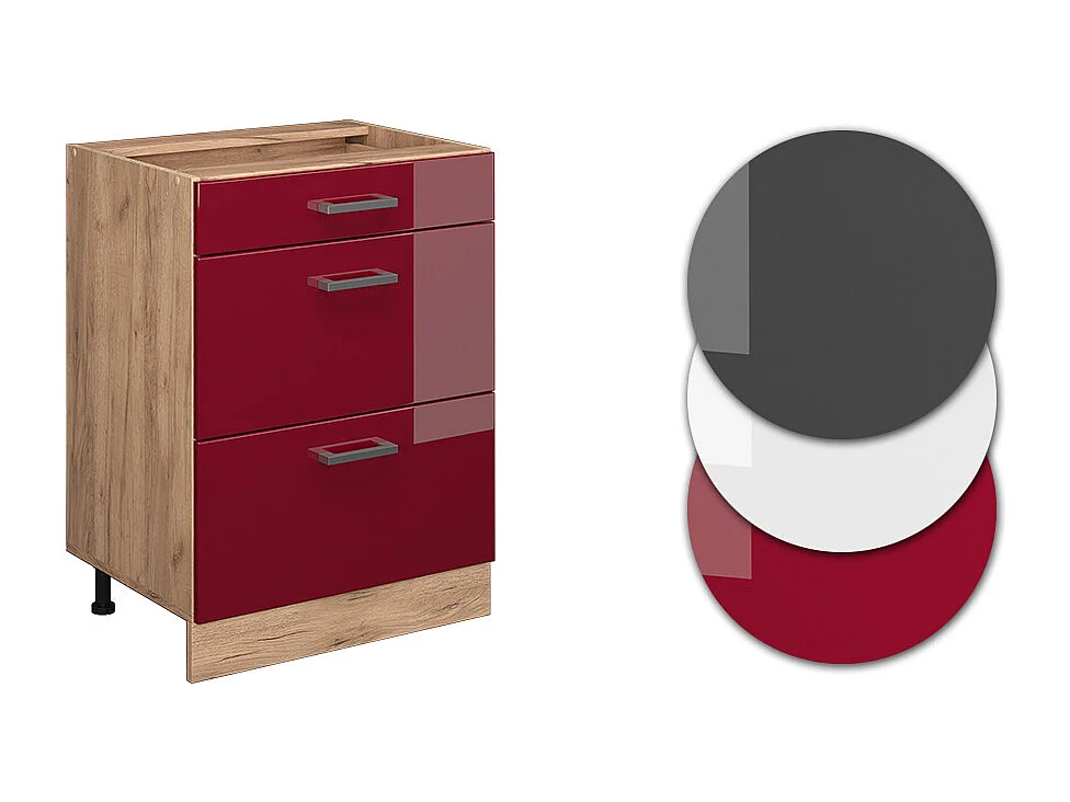 Meuble cuisine rouge brillant 60x46x81.6 r-line